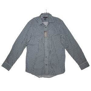 Michael Kors Mens blue and white striped button down sz M NWT